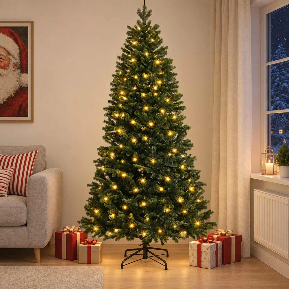 Dirbtinė Sulankstoma Kalėdų Eglutė 180 cm 300 LED Šilta balta