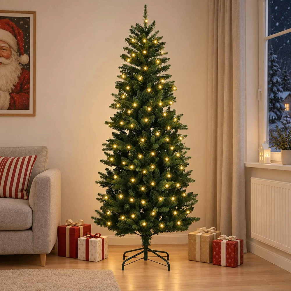 Dirbtinė Sulankstoma Kalėdų Eglutė 180 cm 300 LED Šilta balta