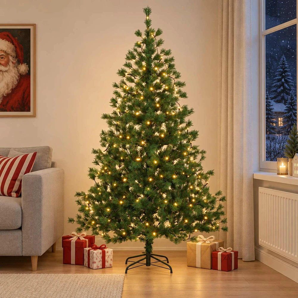 Dirbtinė Sulankstoma Kalėdų Eglutė 180 cm 300 LED Šilta balta