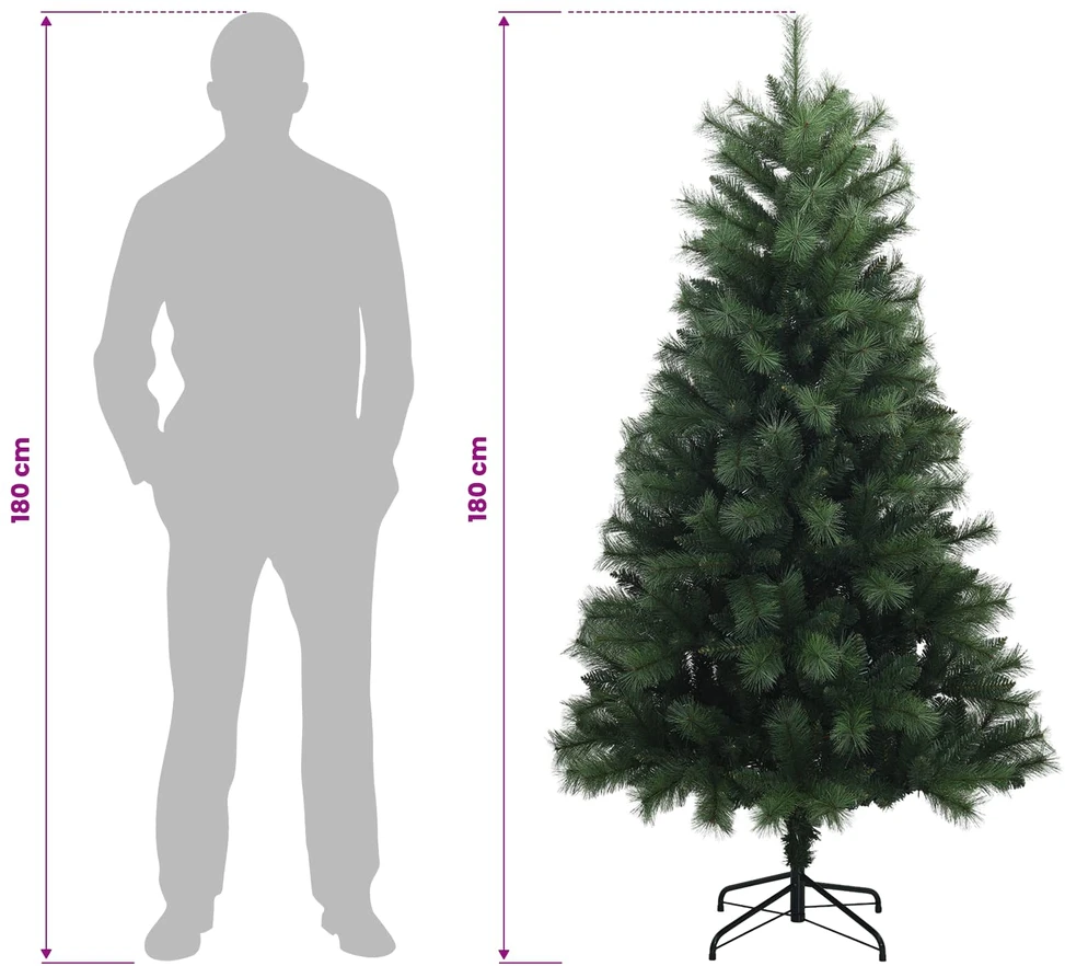 Dirbtinė Sulankstoma Kalėdų Eglutė 180 cm PVC ir metalas Žalia