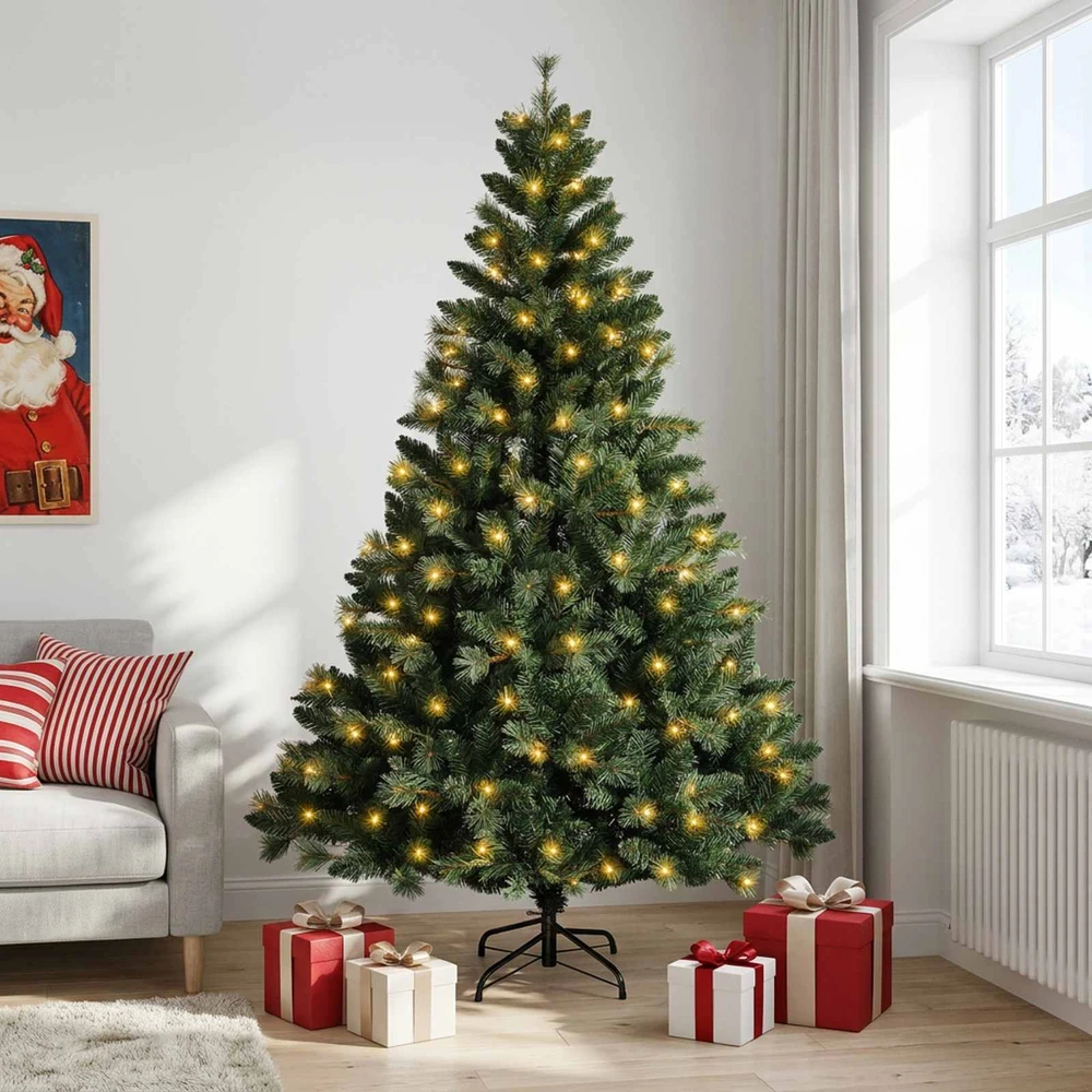 Dirbtinė Sulankstoma Kalėdų Eglutė 180 cm 300 LED Šilta balta