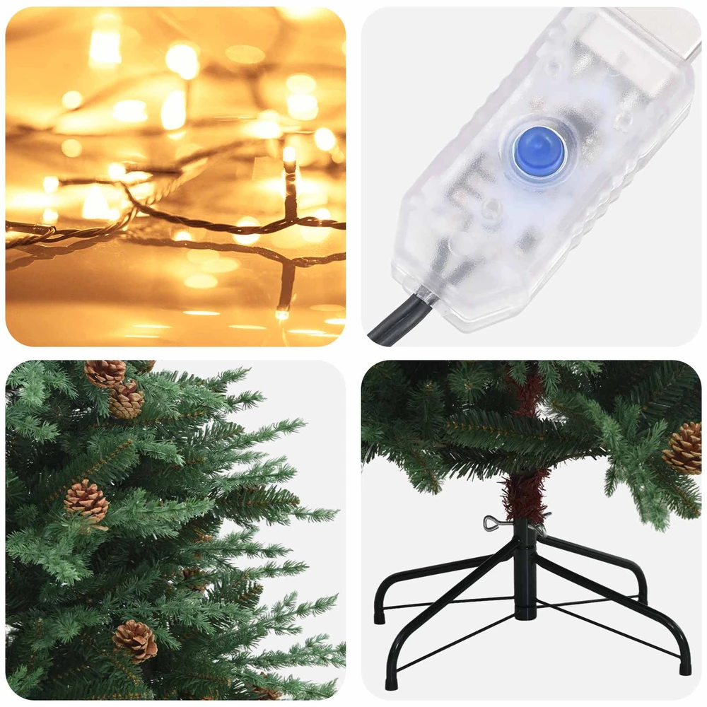 Artificial Hinged Christmas Tree 180 cm 300 LED Šilta balta