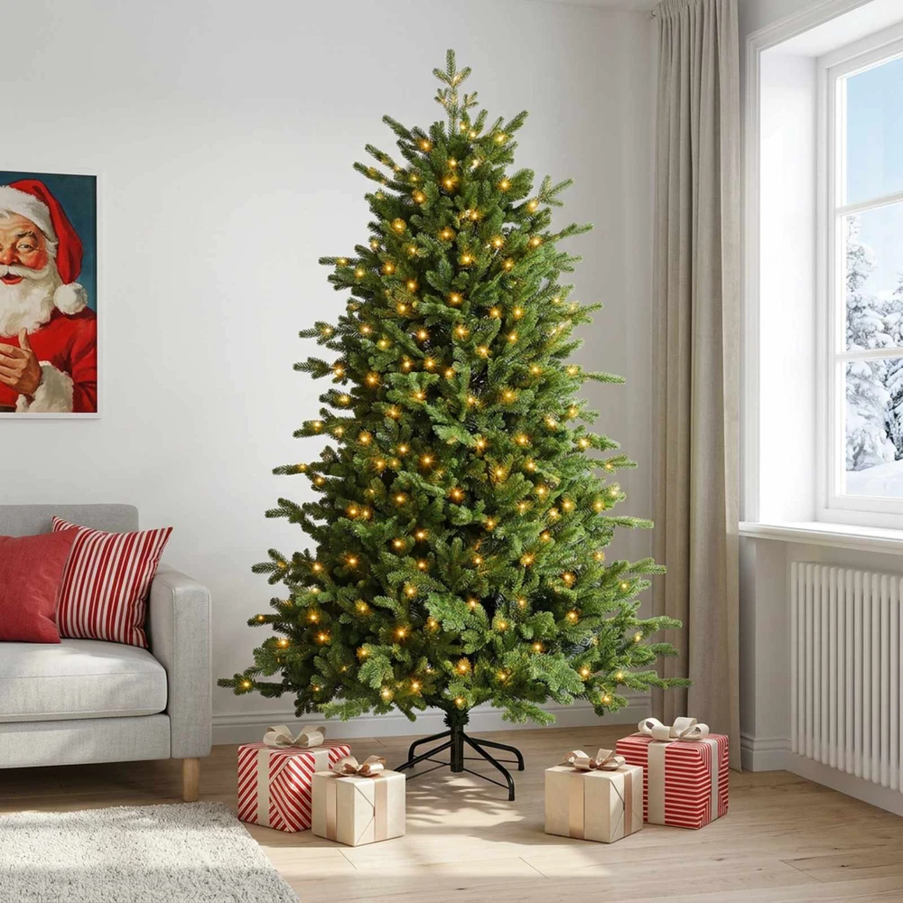 Dirbtinė Sulankstoma Kalėdų Eglutė 180 cm 300 LED Šilta balta