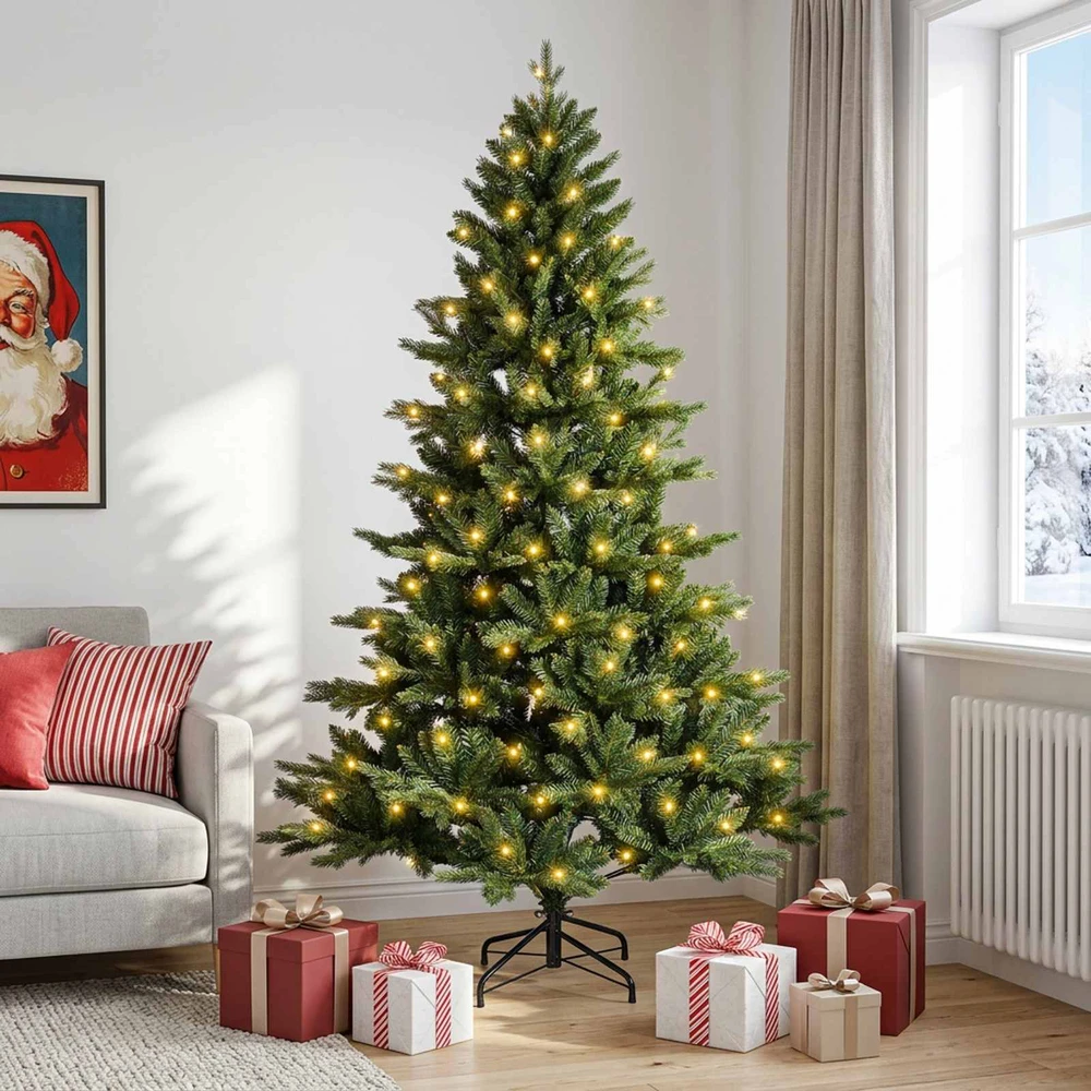 Dirbtinė Sulankstoma Kalėdų Eglutė 180 cm 300 LED Šilta balta