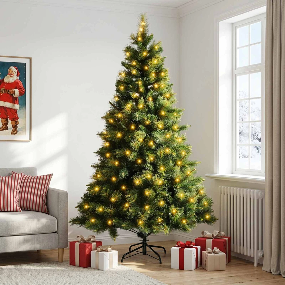 Dirbtinė Sulankstoma Kalėdų Eglutė 180 cm 300 LED Šilta balta