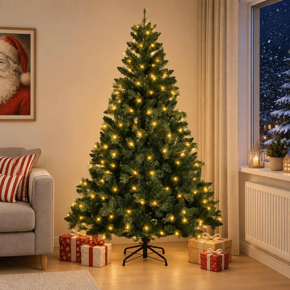 Dirbtinė Sulankstoma Kalėdų Eglutė 180 cm 300 LED Šilta balta