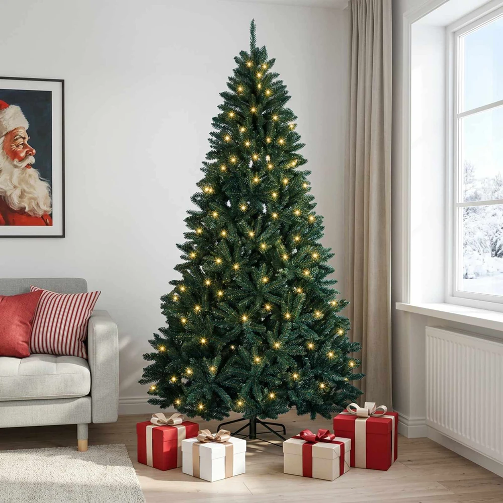Dirbtinė Sulankstoma Kalėdų Eglutė 210 cm 300 LED Šilta balta