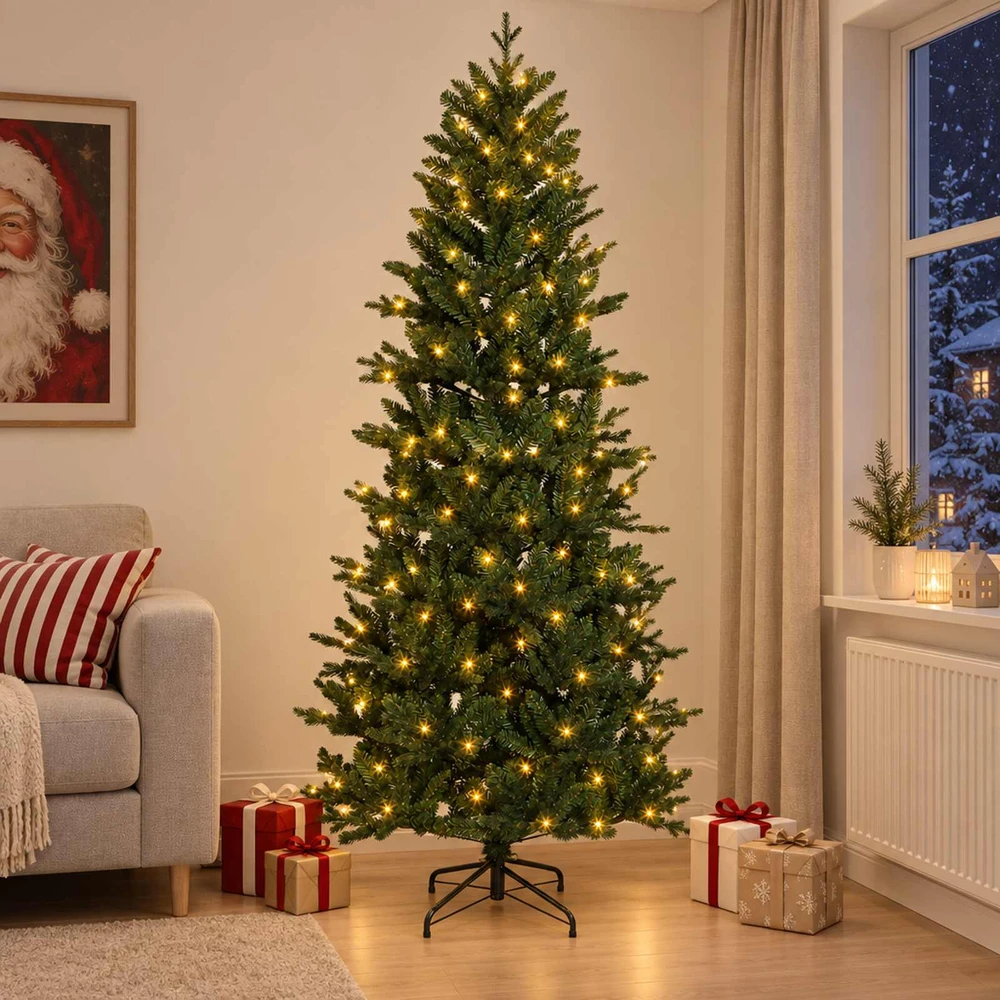 Dirbtinė Sulankstoma Kalėdų Eglutė 210 cm 300 LED Šilta balta