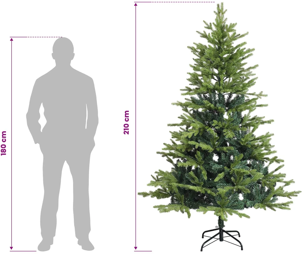 Dirbtinė Sulankstoma Kalėdų Eglutė 210 cm 300 LED Šilta balta