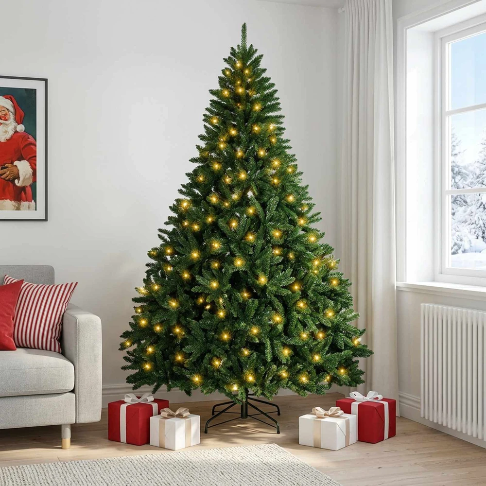 Dirbtinė Sulankstoma Kalėdų Eglutė 210 cm 300 LED Šilta balta