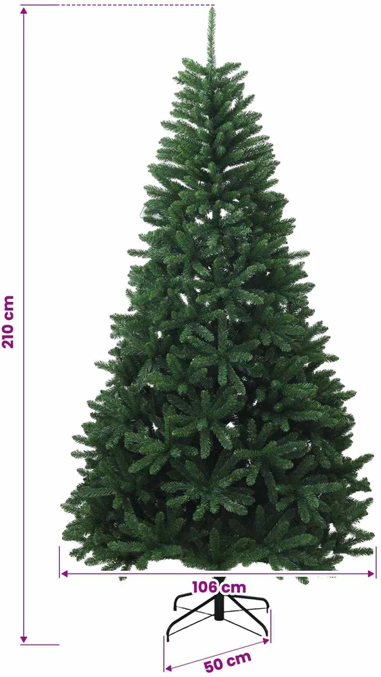 Dirbtinė Sulankstoma Kalėdų Eglutė 210 cm PVC Vidutinė žalia