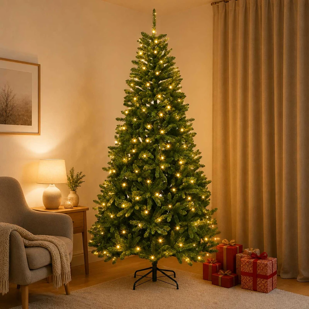 Dirbtinė Sulankstoma Kalėdų Eglutė 210 cm 400 LED Šilta balta