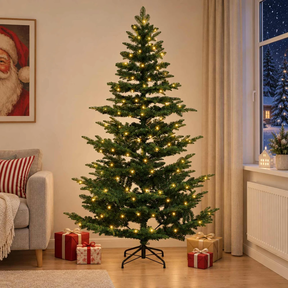 Dirbtinė Sulankstoma Kalėdų Eglutė 210 cm 300 LED Šilta balta