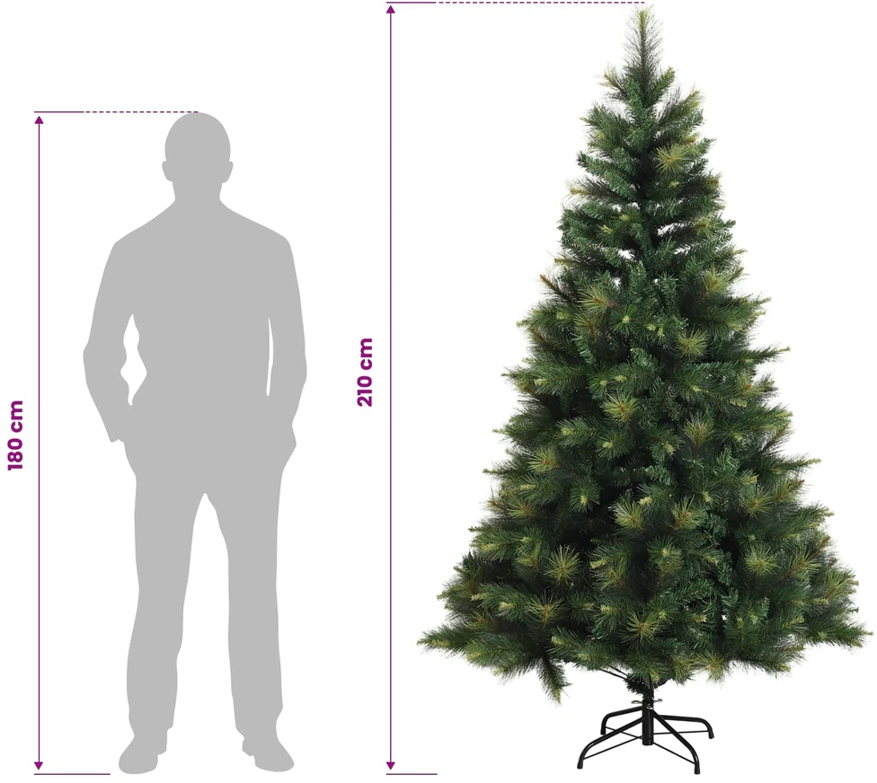 Dirbtinė Sulankstoma Kalėdų Eglutė 210 cm PVC ir metalas Žalia