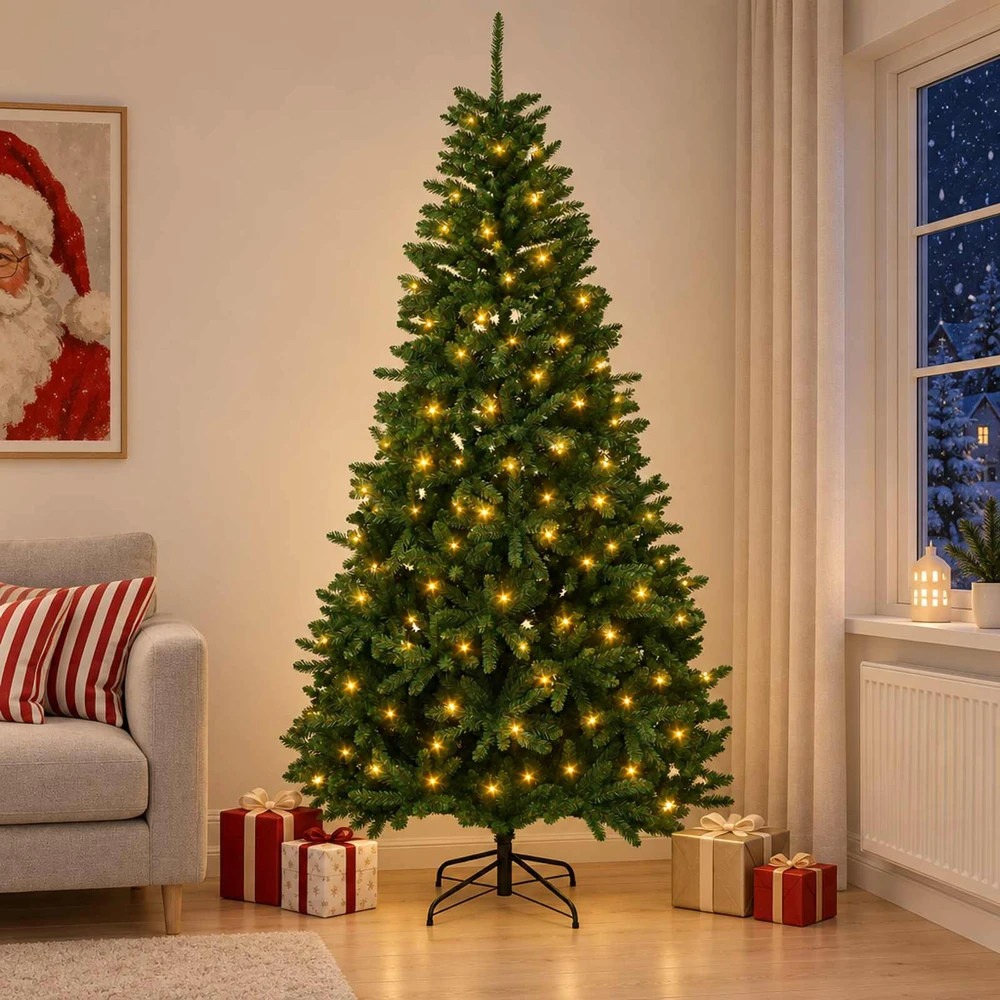 Dirbtinė Sulankstoma Kalėdų Eglutė 210 cm 300 LED Šilta balta