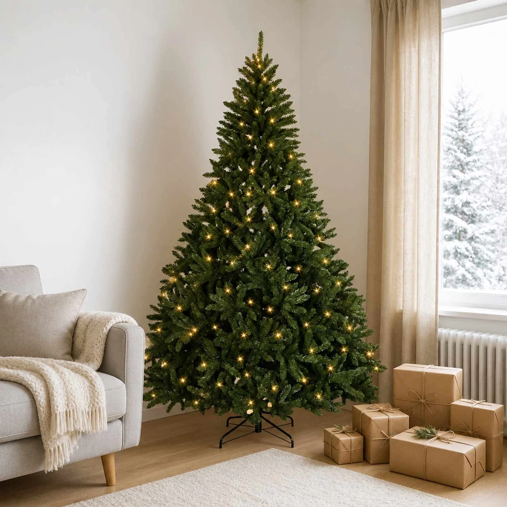 Dirbtinė Sulankstoma Kalėdų Eglutė 210 cm 400 LED Šilta balta