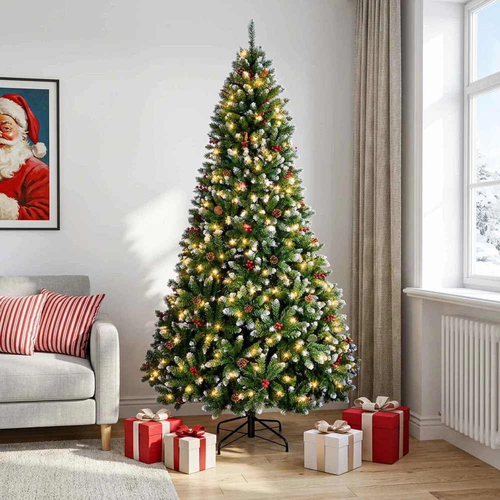 Dirbtinė Sulankstoma Kalėdų Eglutė 210 cm 300 LED Šilta balta