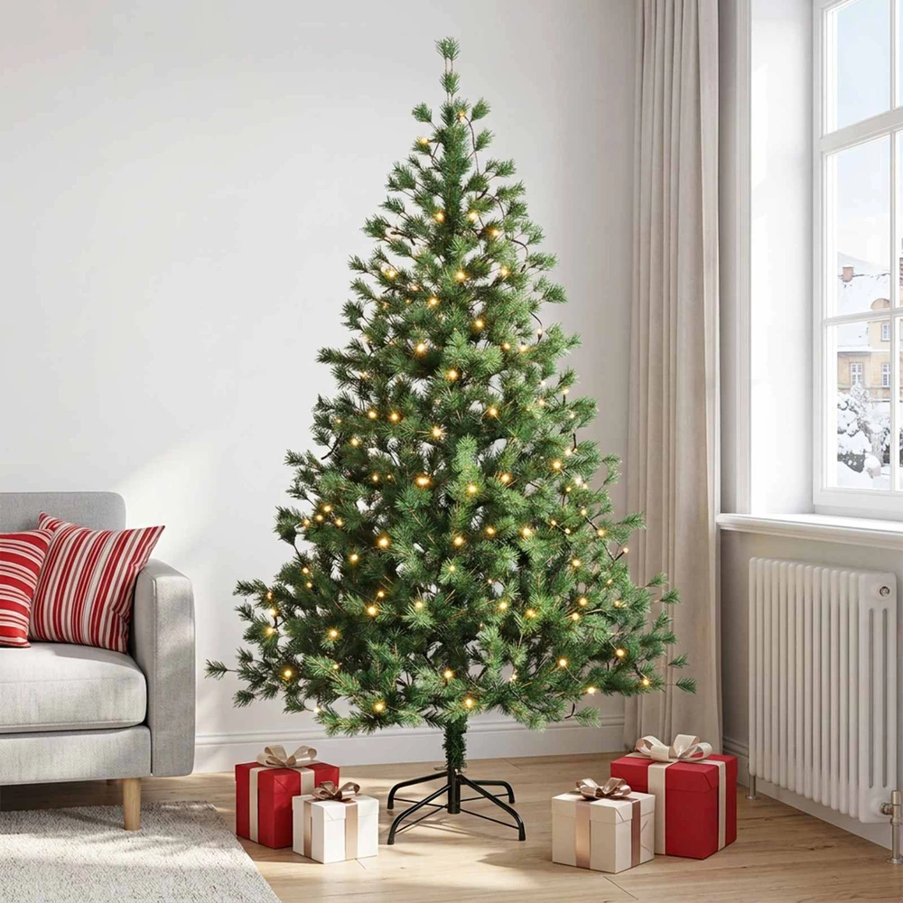 Dirbtinė Sulankstoma Kalėdų Eglutė 210 cm 300 LED Šilta balta
