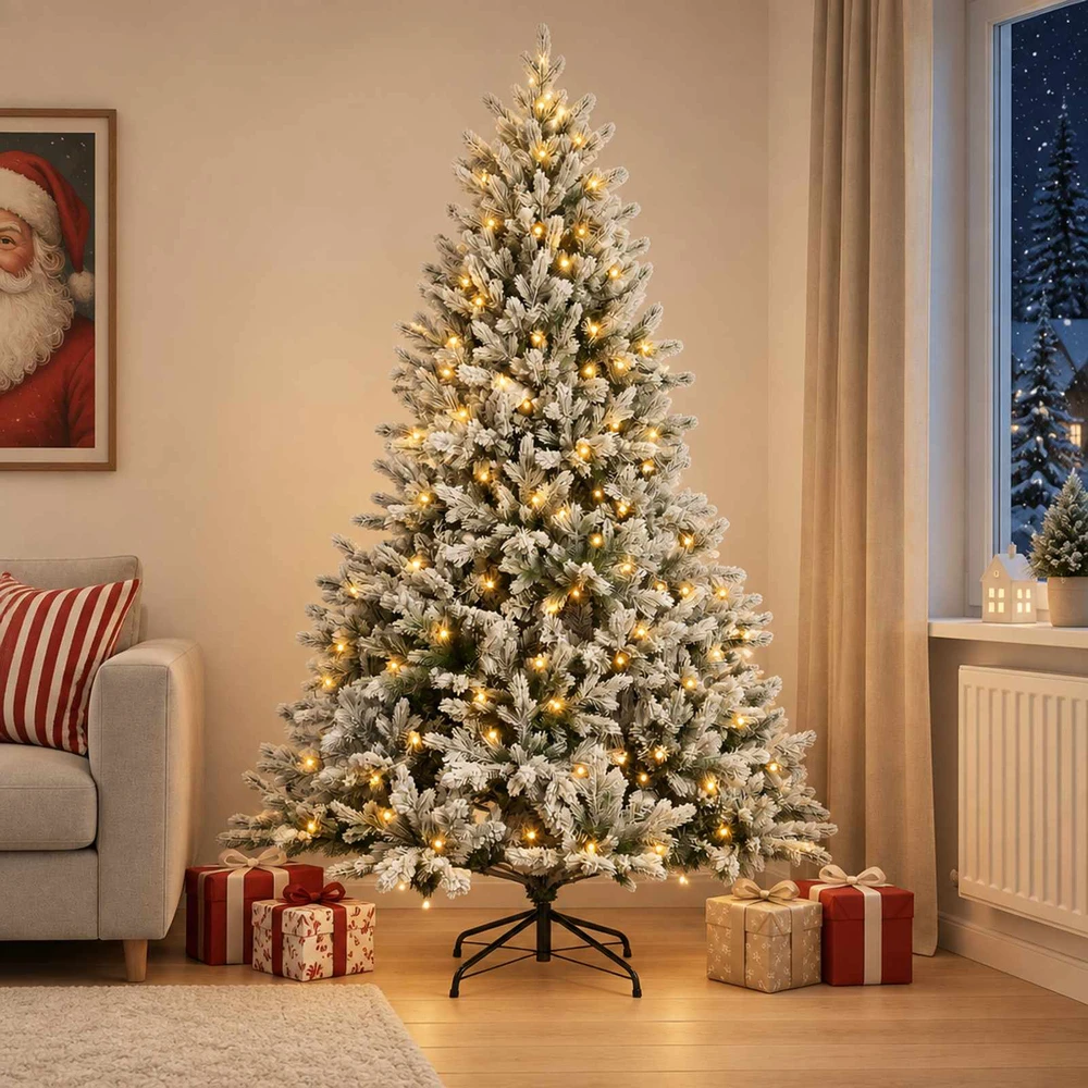 Dirbtinė Sulankstoma Kalėdų Eglutė 210 cm 300 LED Šilta balta