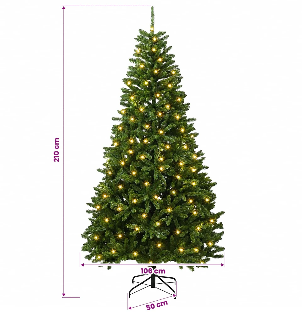 Dirbtinė Sulankstoma Kalėdų Eglutė 210 cm 400 LED Šilta balta