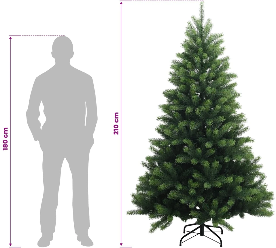 Dirbtinė Sulankstoma Kalėdų Eglutė 210 cm PVC ir metalas Žalia