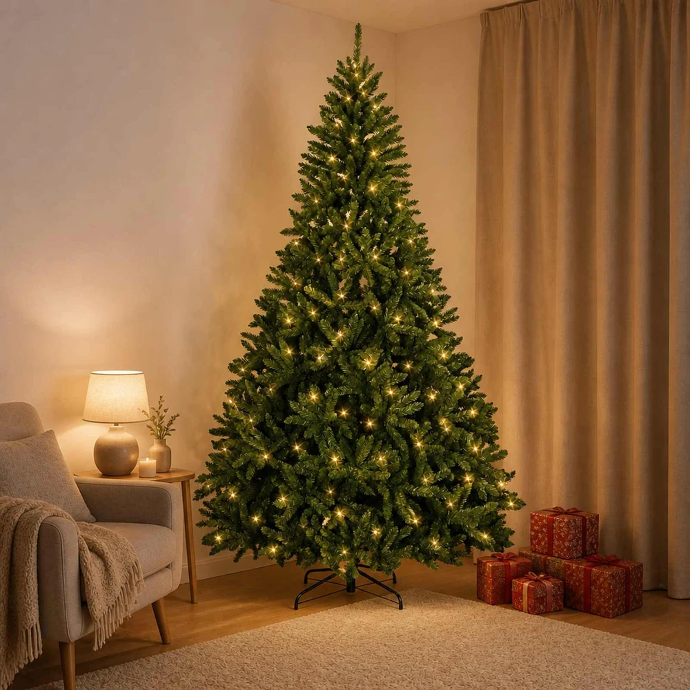 Dirbtinė Sulankstoma Kalėdų Eglutė 210 cm 400 LED Šilta balta