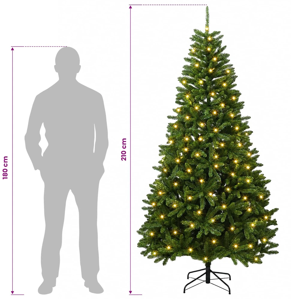 Dirbtinė Sulankstoma Kalėdų Eglutė 210 cm 400 LED Šilta balta