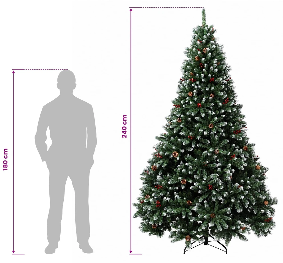 Dirbtinė Sulankstoma Kalėdų Eglutė 240 cm 600 LED Šilta balta
