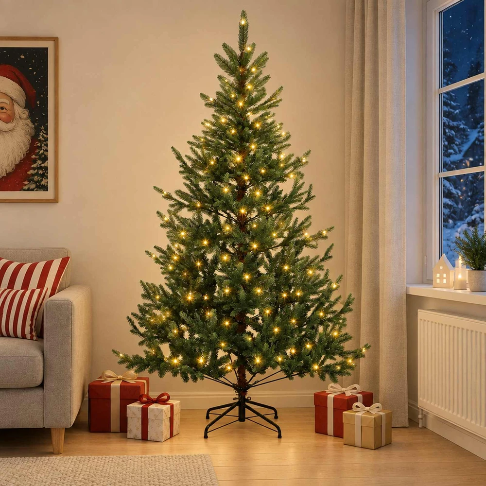 Dirbtinė Sulankstoma Kalėdų Eglutė 240 cm 300 LED Šilta balta