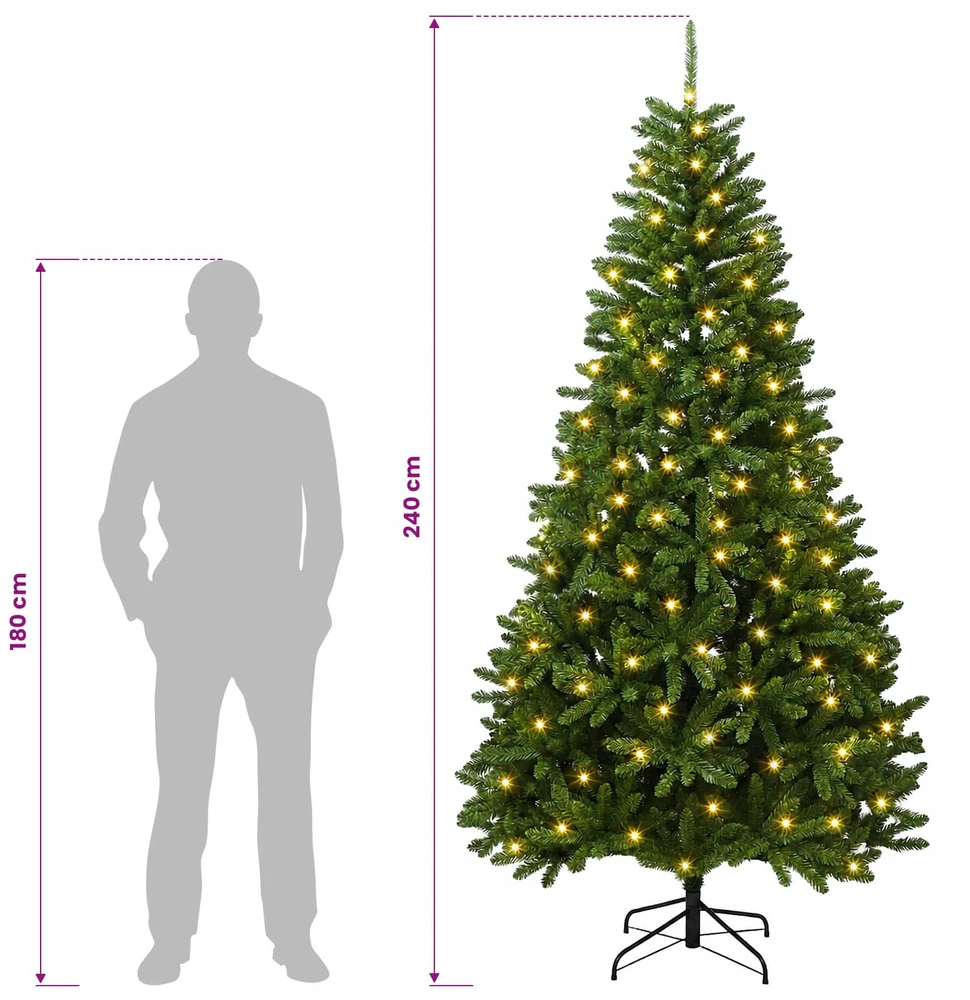 Dirbtinė Sulankstoma Kalėdų Eglutė 240 cm 600 LED Šilta balta