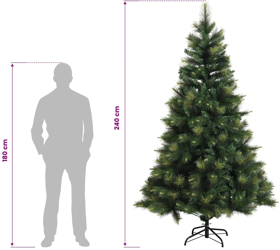 Dirbtinė Sulankstoma Kalėdų Eglutė 240 cm 300 LED Šilta balta