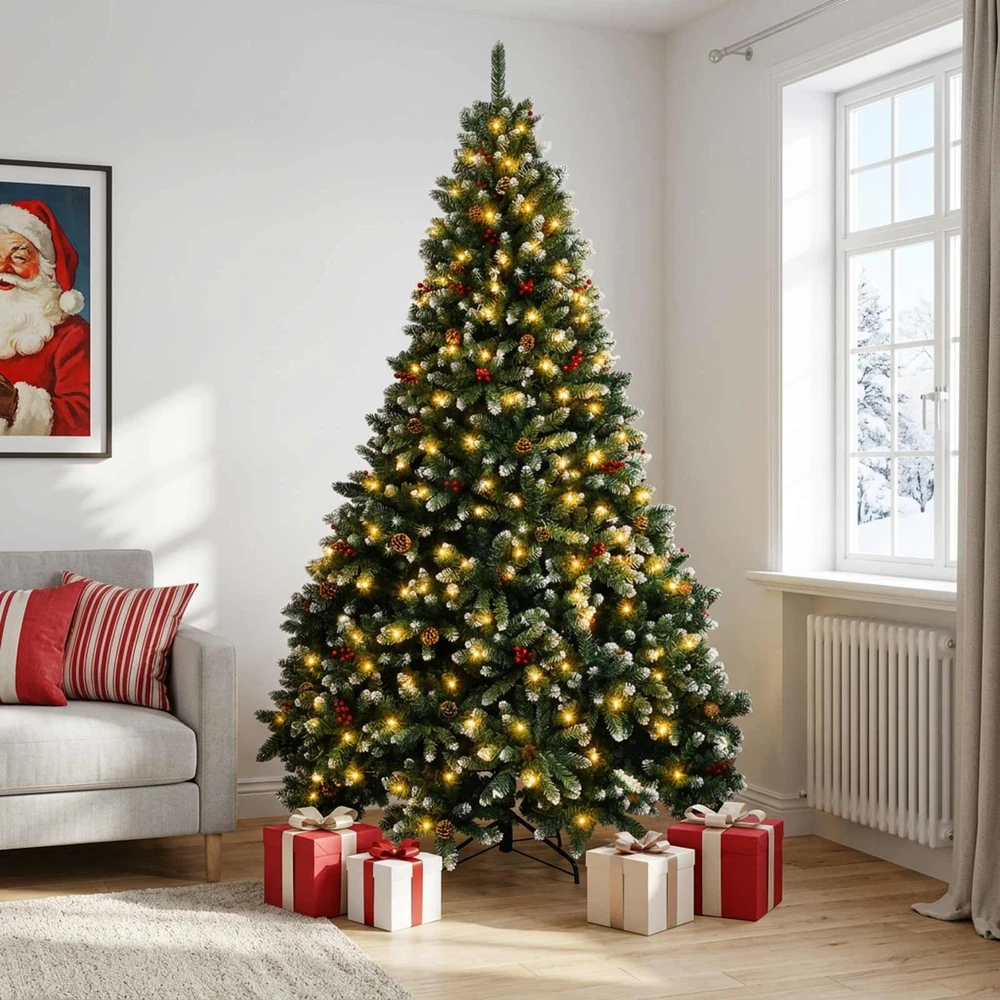 Dirbtinė Sulankstoma Kalėdų Eglutė 240 cm 300 LED Šilta balta