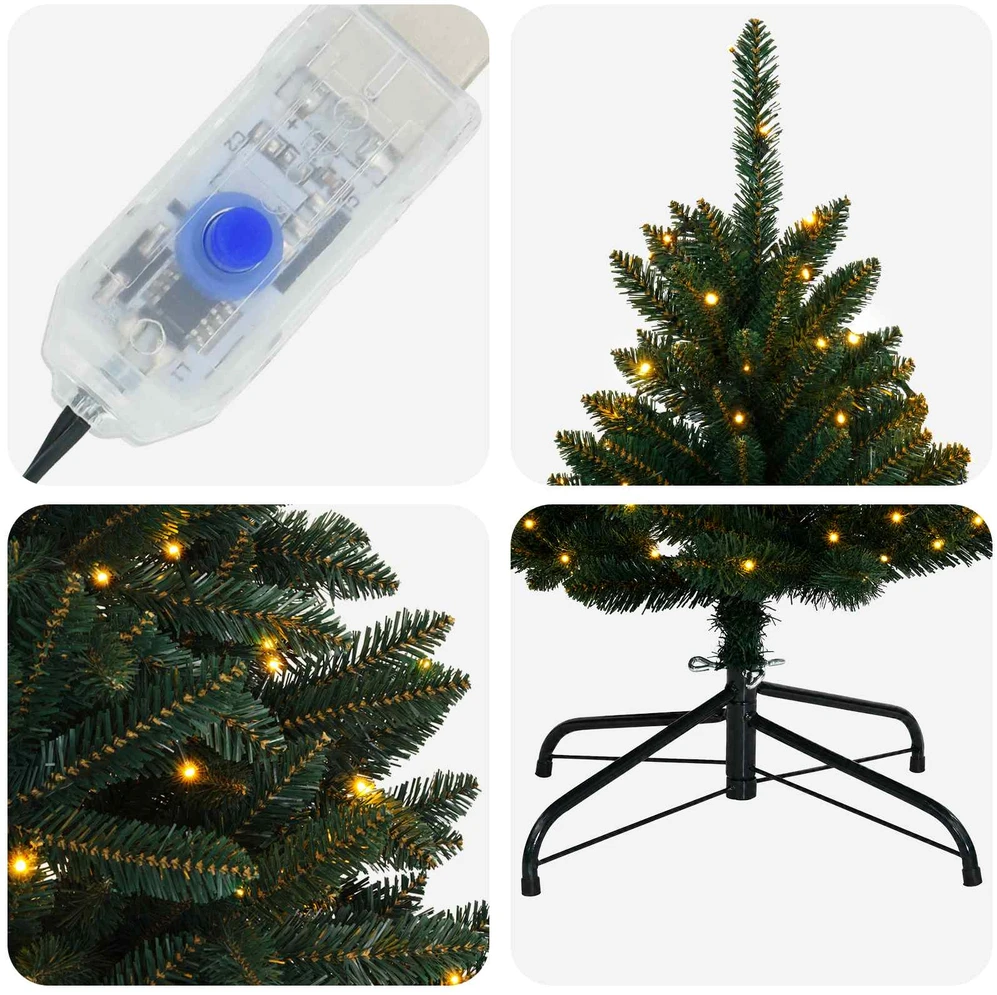 Dirbtinė Sulankstoma Kalėdų Eglutė 240 cm 600 LED Šilta balta