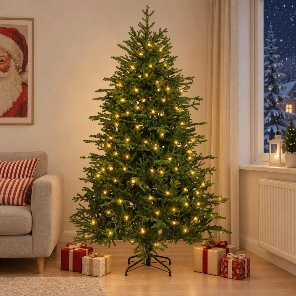 Dirbtinė Sulankstoma Kalėdų Eglutė 240 cm 300 LED Šilta balta