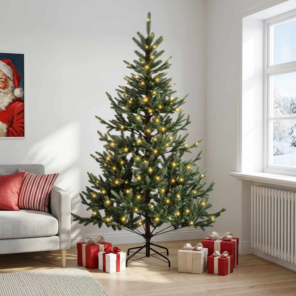 Dirbtinė Sulankstoma Kalėdų Eglutė 240 cm 300 LED Šilta balta