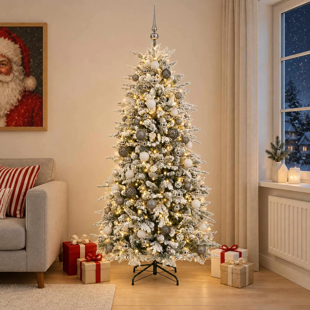 Dirbtinė Sulankstoma Kalėdų Eglutė 240 cm 300 LED Šilta balta