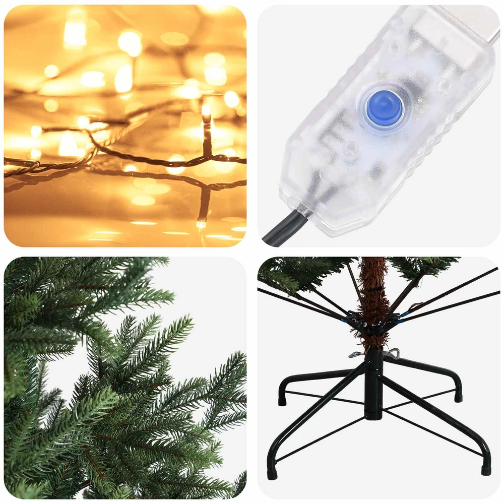 Dirbtinė Sulankstoma Kalėdų Eglutė 240 cm 300 LED Šilta balta