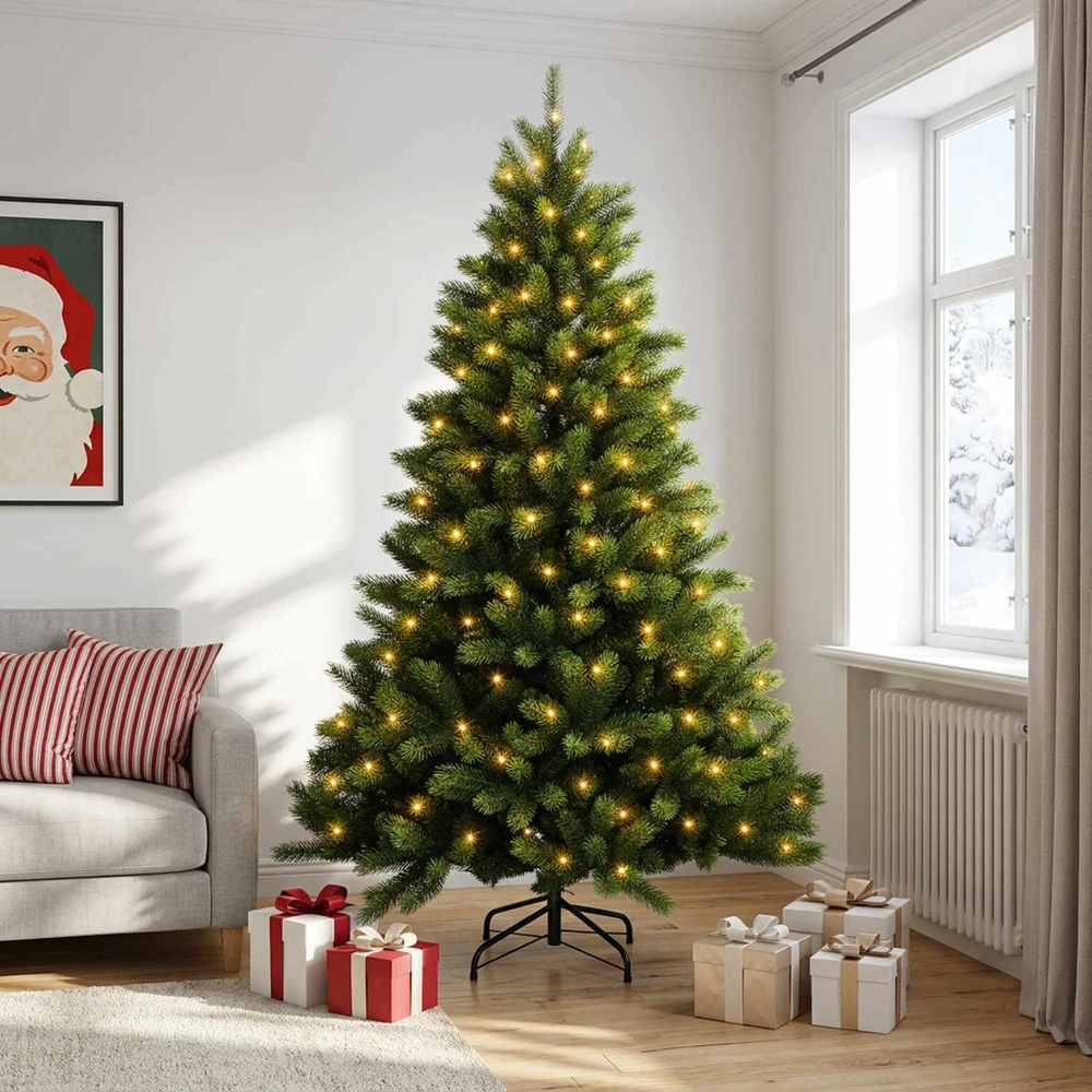 Dirbtinė Sulankstoma Kalėdų Eglutė 240 cm 300 LED Šilta balta