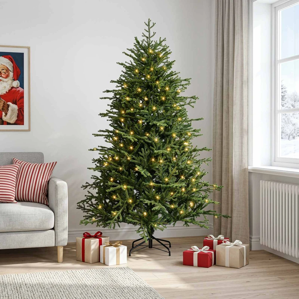 Dirbtinė Sulankstoma Kalėdų Eglutė 240 cm 300 LED Šilta balta