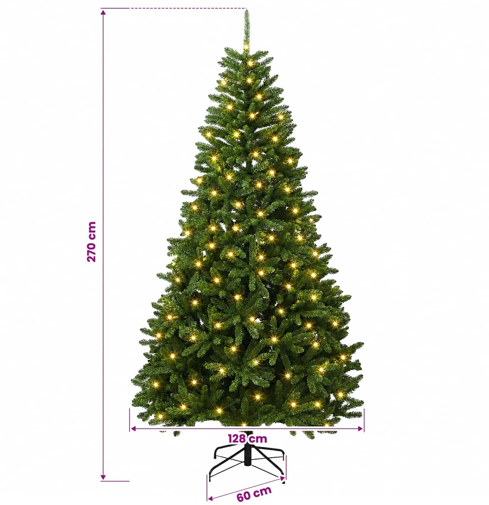 Dirbtinė Sulankstoma Kalėdų Eglutė 270 cm 600 LED Šilta balta