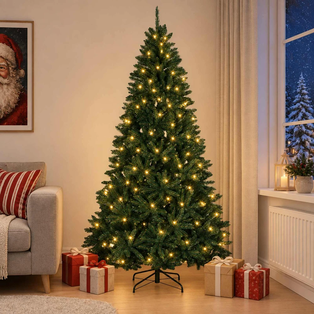 Dirbtinė lankstinė tamsiai žalia Kalėdų eglutė 270 cm 600 LED