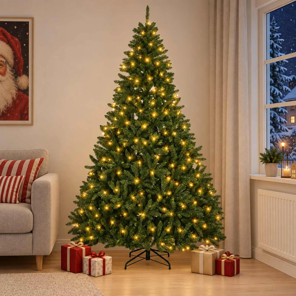 Dirbtinė Sulankstoma Kalėdų Eglutė 270 cm 600 LED Šilta balta