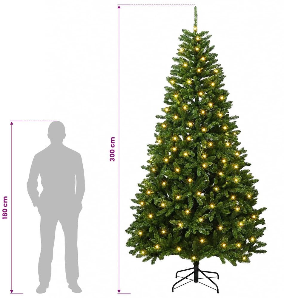 Dirbtinė Sulankstoma Kalėdų Eglutė 300 cm 1000 LED Šilta balta