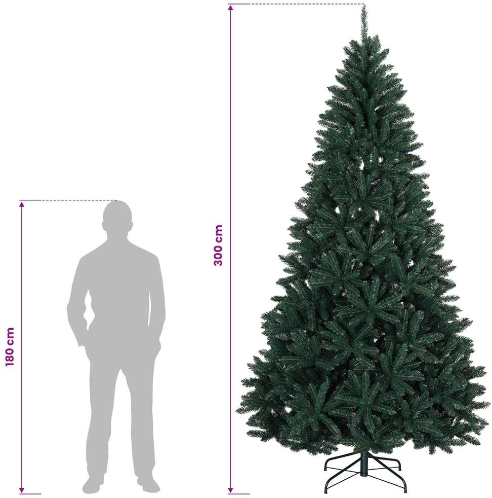 Dirbtinė Sulankstoma Kalėdų Eglutė 300 cm PVC Tamsiai žalia