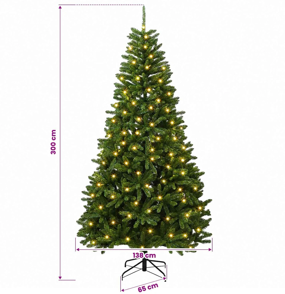 Dirbtinė Sulankstoma Kalėdų Eglutė 300 cm 1000 LED Šilta balta