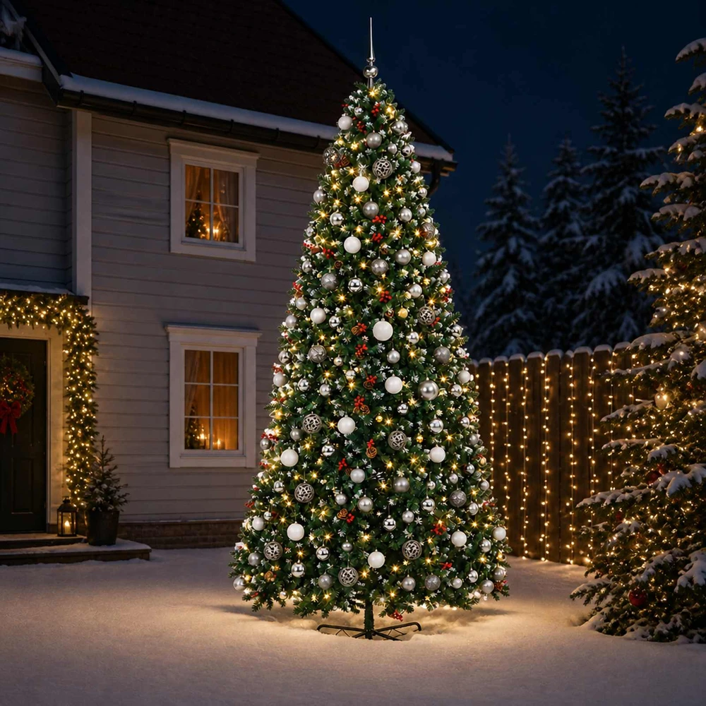 Dirbtinė lankstoma Kalėdų eglutė su žaisliukais 500 cm 900 LED