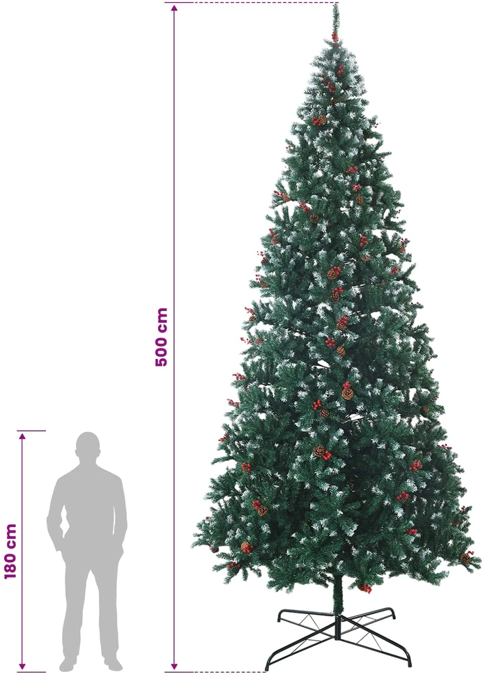 Dirbtinė lankstoma Kalėdų eglutė su žaisliukais 500 cm 900 LED