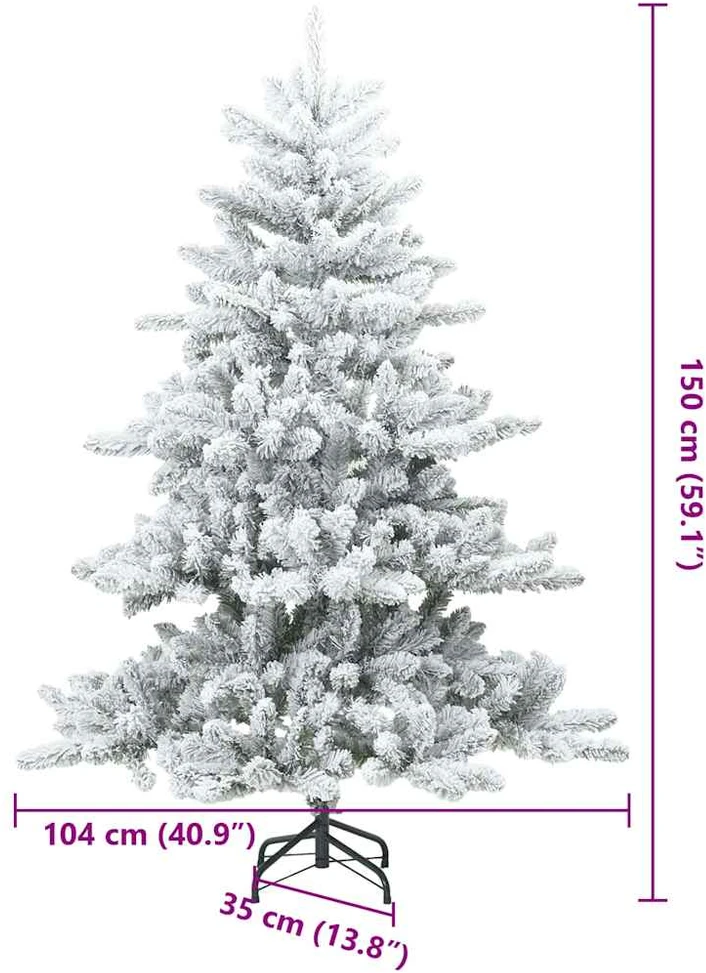 Dirbtinė Sulankstoma Kalėdų Eglutė Balta 150 cm PVC ir Plienas