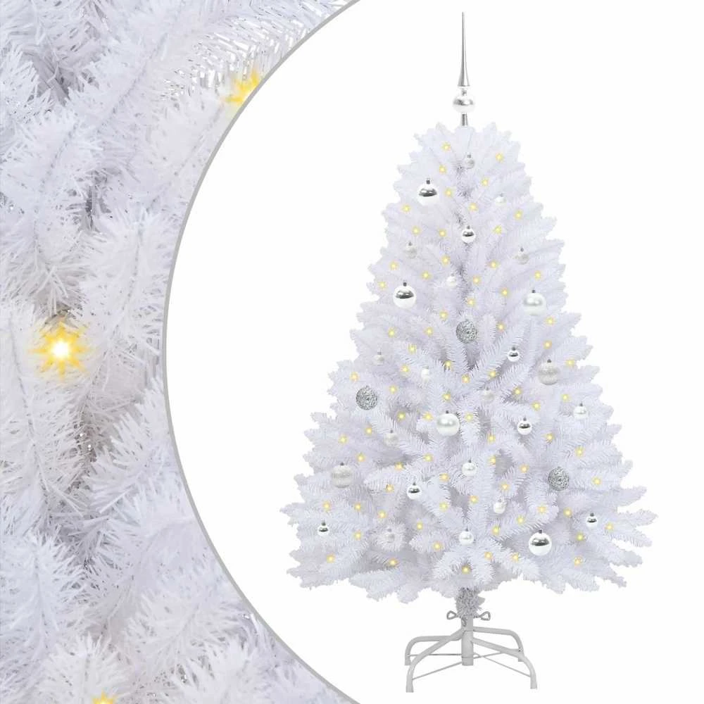 Dirbtinė Sulankstoma Kalėdų Eglutė Balta 150 cm PVC ir Plienas