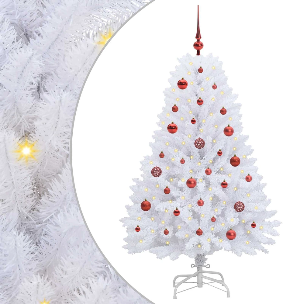 Dirbtinė Sulankstoma Kalėdų Eglutė Balta 150 cm PVC ir Plienas